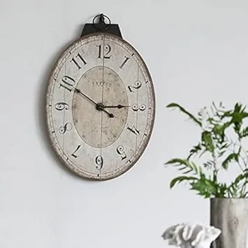 Oval Retro Large Wall Clock, Old-Fashioned Vintage Design, White Antique Style, Battery Operated Decor Wall Clocks for Bedroom,Farmhouse,Kitchen,Office (29 H x 18 W) (Iovry, 18x29x1.2)