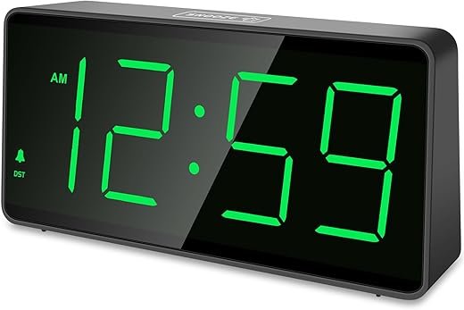 Peakeep Battery Operated Digital Clock, Alarm Clock for Bedrooms - Cordless Large Big Numbers 4 Dimmers for Seniors, Adjustable Volume Loud Alarm Clock for Heavy Sleepers Adults (Green Digits)