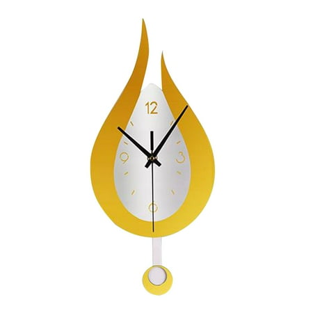 Pendulum Wall Clock, Glass Decorative Wall Clock, Battery Operated Schoolhouse Clocks, ,Decorative Wall Clock for Livingroom,Study or Office - Golden