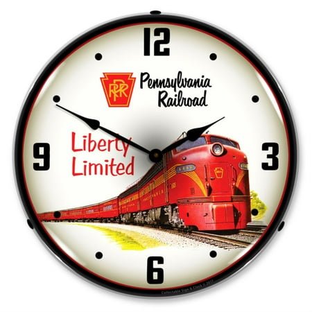 Pennsylvania Railroad Liberty Limited LED Wall Clock, Retro/Vintage, Lighted, 14 inch