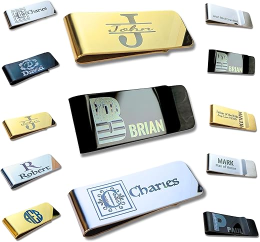 Personalized Money Clip Initials Custom Engraved Money Clip Husband Groomsmen Son Anniversary Father's Day Wedding Gift Initials Custom Wallet Money Wallet Men's Gift Monogram Georgetown Money Clip