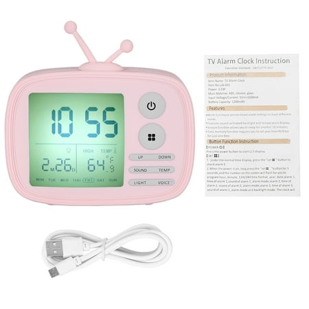 Pink Retro Creative Smart Night Light Alarm Clock - Perfect as a Bedside or Desk Table Electronic Clock