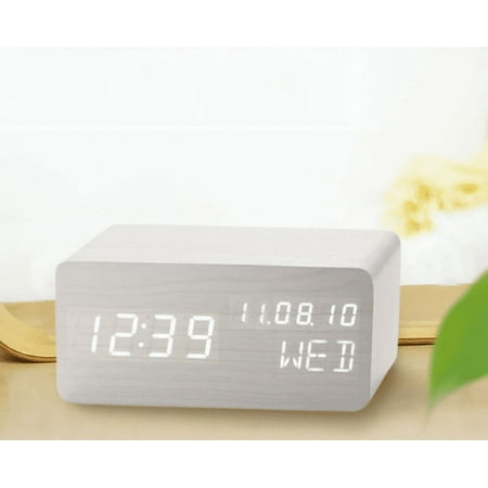 Pokanic LED Alarm Clock, Day of The Week, Temperature, Nightlight, Large Display