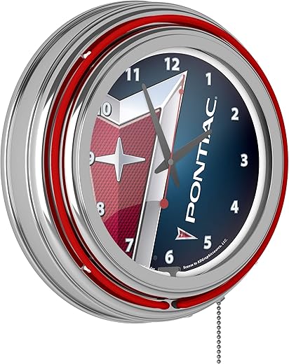 Pontiac Chrome Double Ring Neon Clock