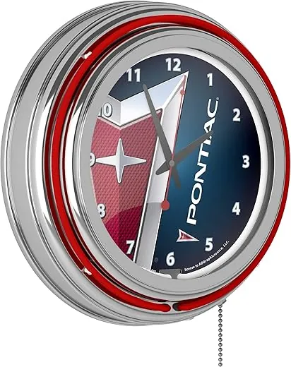 Pontiac Chrome Double Ring Neon Clock