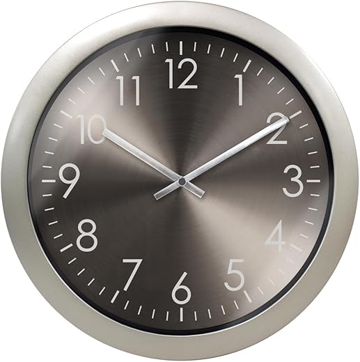 Presentime & Co Modern Silent Wall Clock, Morning Silver Color, Silent No Ticking, Aluminium Dial, 11.5 inch. Wall Clock for Home, Living Room, Kitchen, Bedroom, Office, School, Hotel