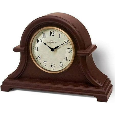 Present Time 10 Quartz Vintage Napoleon Indoor Mantel Clock, Silent Mechanism