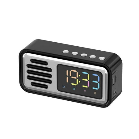 PRINxy Retro Bluetooth Audio Alarm Clock,IPX5 Waterproof,Supporting TF Card/Bluetooth/AUX Mode Playback,Long-term Battery Life And Standby Up To 650H Black