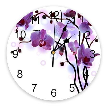 Purple Orchid Flower Wall Clock Modern Design Living Room ration Clock Mute Hanging Watch Home r