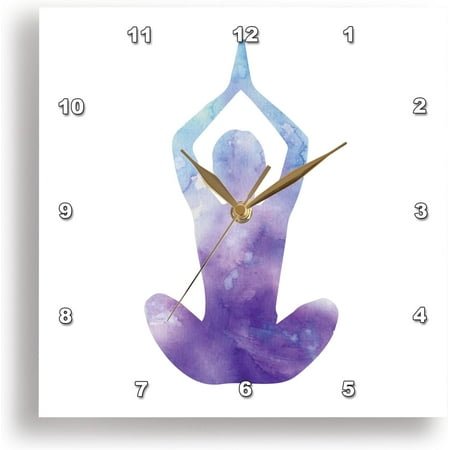 Purple Yoga Women with Colorful Design Buddha Meditation 10 by 10 inches, 10x10 Wall Clocks