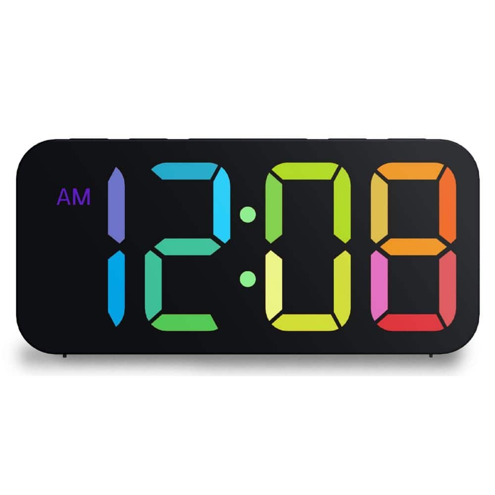 Red/Green/Blue Display Alarm Clock with USB type C Charging Port