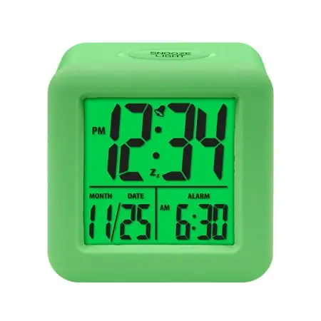 Reduced Price!WINNW Equity By La Crosse Soft-Cube LCD Alarm Clock With Smart Light,Green