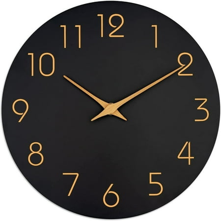 Relocy Crazy Clearance clock, Wooden Wall Clock Wall Clock Silent Non Ticking Battery Operated Wooden Hanging Clock for Home Bathroom School Decor Silent Wall Clock Black, Plastic, 1*Clock