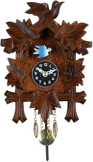 River City Clocks 7 Quartz Novelty Five Leaves & One Moving Blue Bird Wall Clock, Brown