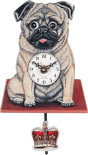 River City Clocks Oliver Moving Eyes Pug Clock