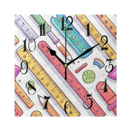 Rulers Wall Clock Decorative Square Silent Non-Ticking Operated Clocks Aesthetic for Bedroom Living Room