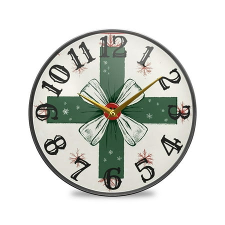 Rural Cross Wall Clock 10 Inch Silent Non Ticking Battery Operated Easy to Read for Kitchen Living Room