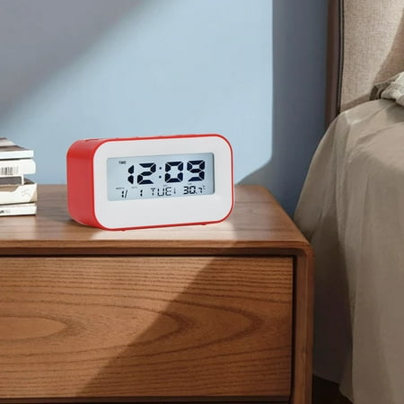 RVASTEIZO Alarm Clock, Digital Clock, Simples Display Alarm Clock Student Wake-up Alarm Clock Electronic Clock White Backlight Perpetual Calendar Alarm Clock