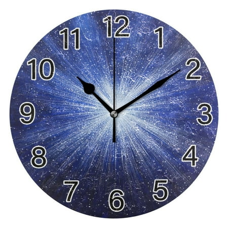 Ryvnso Blue Shiny Fireworks Wall Clock Non Ticking Silent Kitchen Clock Battery Operated Clocks 10 inch