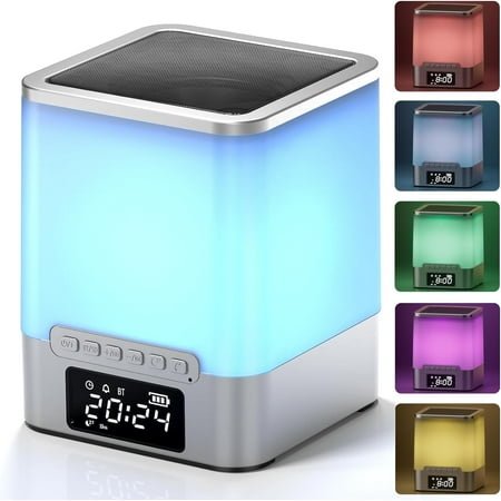 Sailstar Alarm Clock Bluetooth Speaker with Night Light,Touch Bedside Lamp Digital Alarm Clock with RGB Color Changing Music Sync