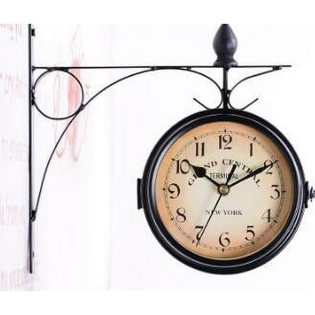 Sallenalee Dual Face Paddington Wall Clock, Black Indoor or Outdoor Garden Decor Wall Clock