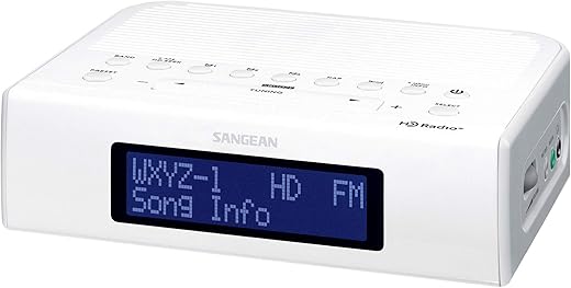 Sangean HDR-15 HD AM/FM-RBDS Digital Tuning Clock Radio with USB Phone Charging, White (Renewed)