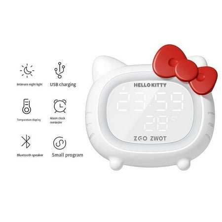 Sanrio Hello Kitty Smart Alarm Clock Bluetooth Audio for Students Only Bedroom Home Fashionable and Cute Animation Peripherals