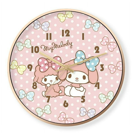 Sanrio My Melody Hello Kitty Cartoon Creative Anime Wall Clock Kawaii Fashion Room Decoration Silent Travel Time Quartz Clock