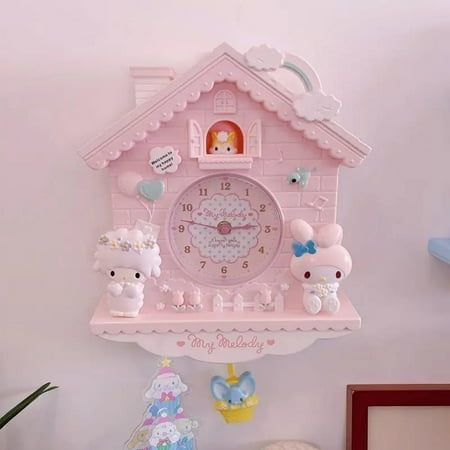 Sanrio My Melody Wall Clock Bedroom Decorate Hello Kitty Little Twinstars Clock Pendulum Clock Girl Room Pendant Festival Gift