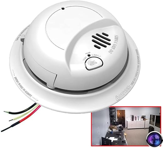 SecureGuard 1080P HD Smoke Detector WiFi Spy Camera P2P Wi-Fi Fire Alarm Hidden Nanny Cam Spy Camera, Ceiling Mount, 110V AC Connector (9120 Model)