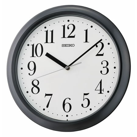 Seiko 12 Yori Wall Clock, Classic Round Analog, Quartz, Metallic Black, QXA787KLH