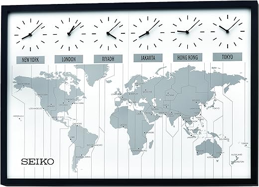 SEIKO 24 Inch Classic Six City World Time Wall Clock