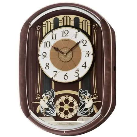 Seiko Ballerina Melodies in Motion Music Brown Quartz Analog Traditional Wall Clock QXM297BRH