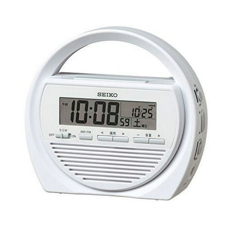 Seiko clock Alarm Clock Disaster prevention clock Radio waves Digital Hand-cranked charging radio LED flashlight Emergency buzzer Mobile phone charging White SQ764W SEIKO