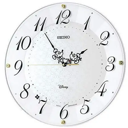 Seiko Clock FS513W Mickey Mouse Minnie Mouse Radio Wave Adult Disney White Pearl Diameter 327 x 46mm