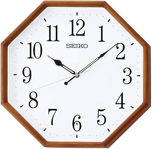 Seiko Clock KX263B Wall Clock, Natural, Radio Controlled, Tea Wood, 12.6 x 12.6 x 2.0 inches (320 x 320 x 52 mm)