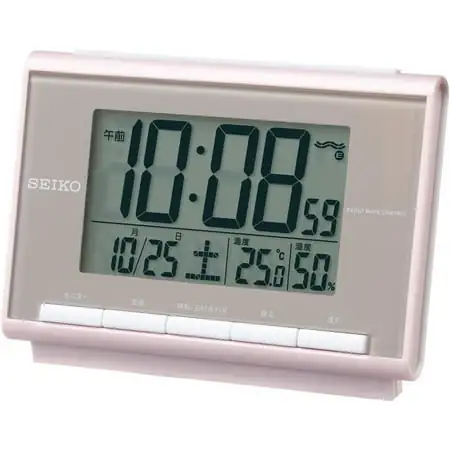 Seiko Clock SQ698P Seiko Clock Alarm Clock Radio Digital Calendar Temperature Humidity Display Light Pink Pearl