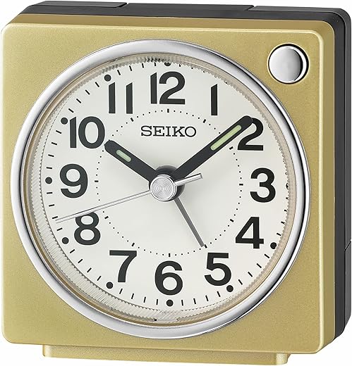 Seiko Fuji Dark Bedside Alarm Clock, Gold