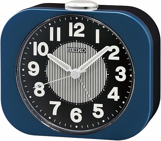 Seiko Kyoda II Non Ticking Bedroom Alarm Clock, 4 Inch, Metallic Blue