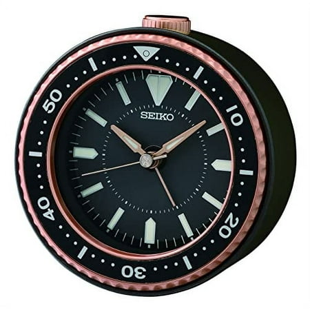 Seiko Mai Heritage Alarm Clock, Metallic Black & Gold