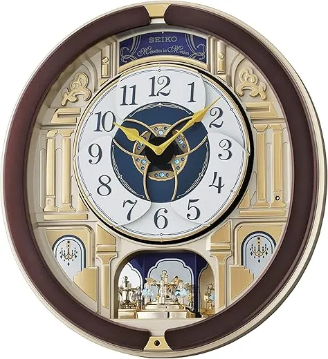 Seiko Melodies in Motion Wall Clock, Golden Pillars