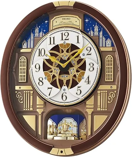 SEIKO Melodies in Motion Wall Clock, Nighttime City Skyline