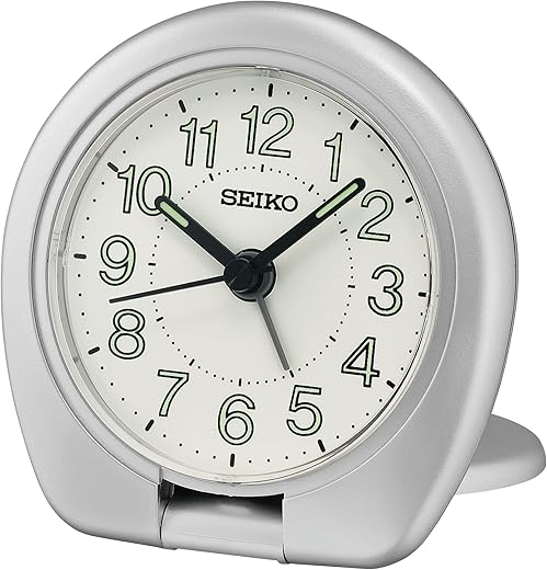 Seiko Sakai Travel Bedroom Alarm Clock, Metallic Silver