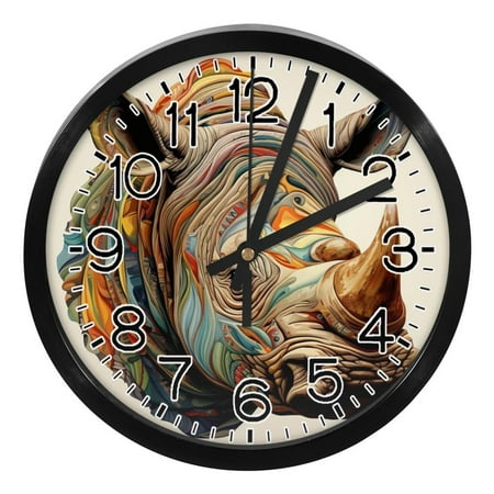 Silent Round Digital Wall Clock Modern Silent Non-Ticking Clock for Bedroom, Living Room, Office, and More Art Rhino Stylish and High-Quality Timepiece