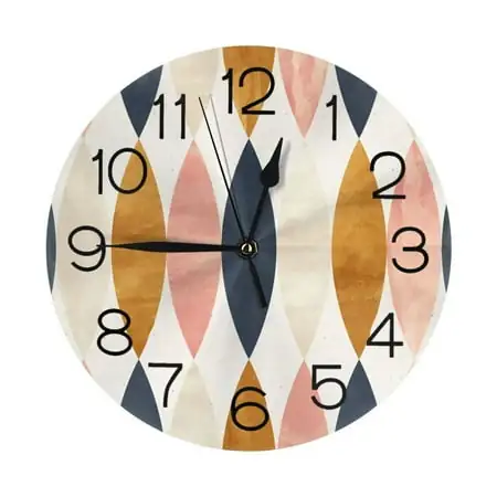 Simple Oval Shapes Garden Leaves Wall Clock - 10 Inch Silent Non-Ticking Wall Clocks -Country Retro Rustic Style Decorative For Living Room Kitchen Home Bathroom Bedroom