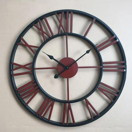 Simple Silent Clock for Living Room, Creative Wrought Iron Wall Clock, Modern Home Decor, Decorative Timepiece for Office or Bedroom, dark red