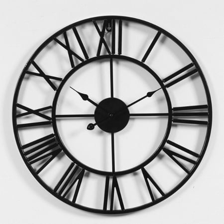 Simple Silent Clock for Living Room, Creative Wrought Iron Wall Clock, Modern Home Decor, Decorative Timepiece for Office or Bedroom, black