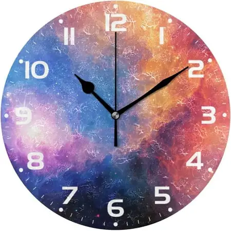 SKYSONIC Space Galaxy Wall Clock 10 Inch Silent Non Ticking Round Clock Oil Painting Clock Easy to Read Clock for Living Room Bedroom Bathroom Home Decor