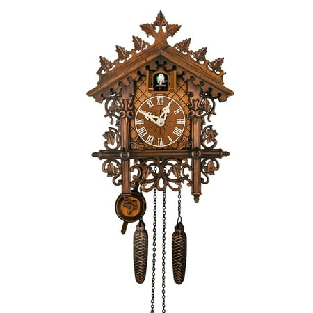 Slhenay 11.43 Quartz Vintage Black Forest Indoor Cuckoo Clock, Pendulum Motion