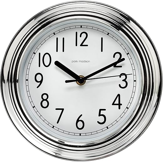 Small Chrome Wall Clock Quiet 9 Inch Quality Quartz Battery Operated Round Easy to Read Home/Office/Kitchen/Classroom 13699 0